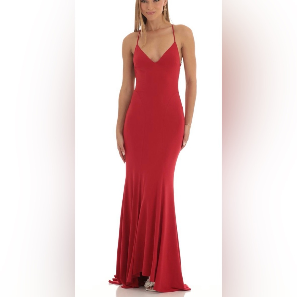 Lucy in the Sky Open Back Red Maxi Dress Size Medium
